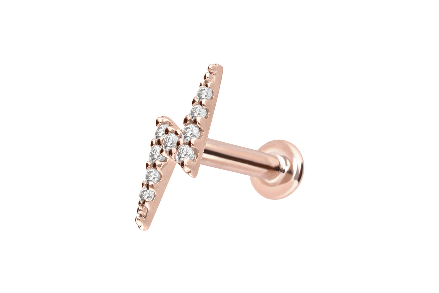 14 Karat Gold Labret Piercing mit Innengewinde MOISSANIT-BLITZ